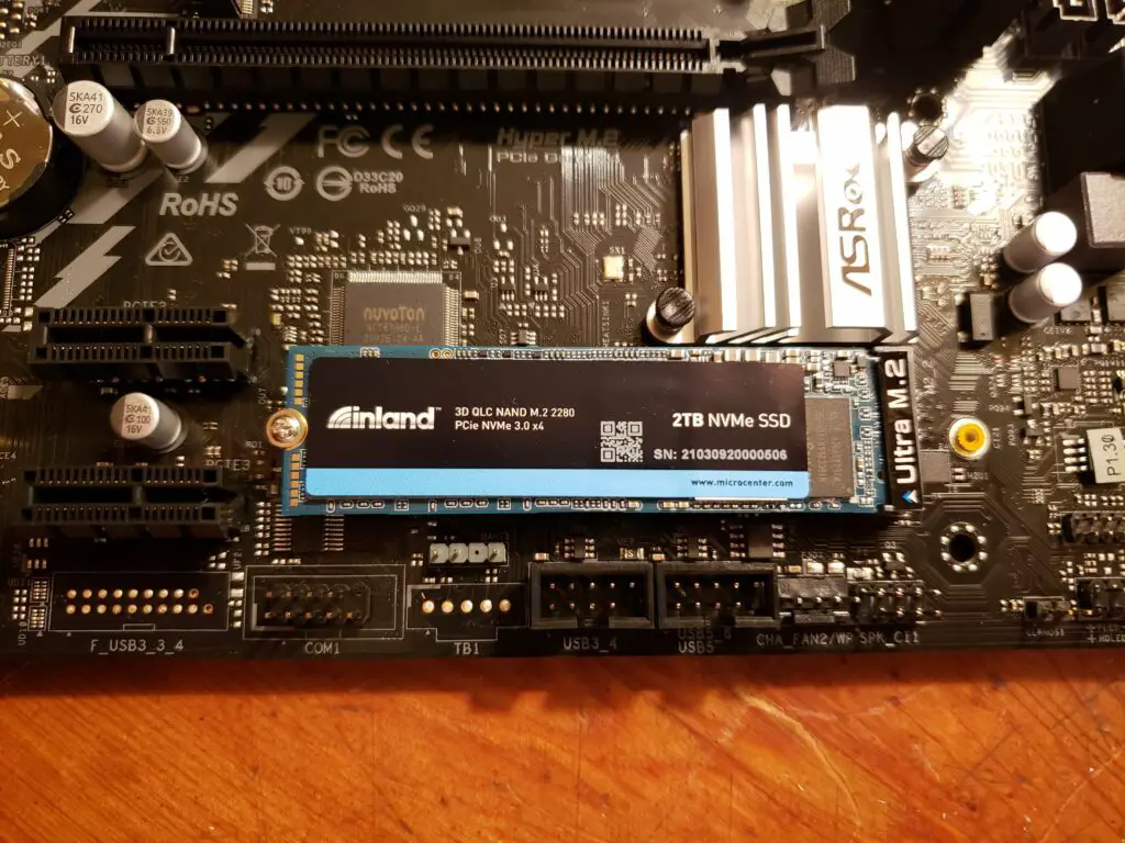 A successfully installed M.2 NVME SSD
