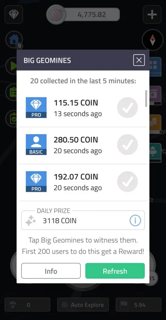 Coin App witness big geomine