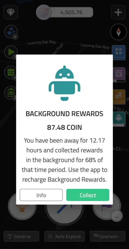 COIN app background rewards feature