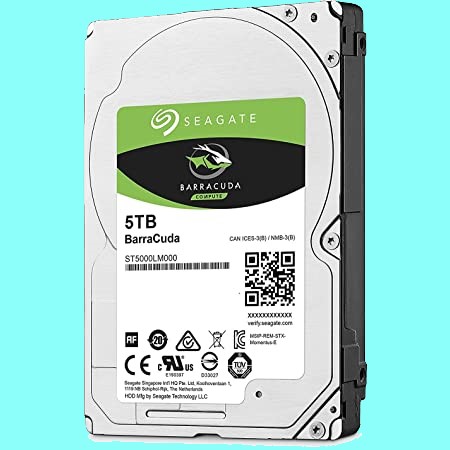 Seagate BarraCuda 2.5" 5TB HDD Blue background