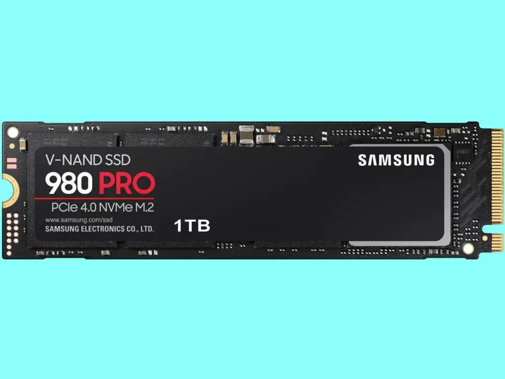 Samsung 980 Pro M.2 2280 SSD blue background