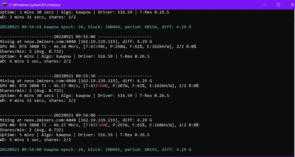 Mining Neoxa command line