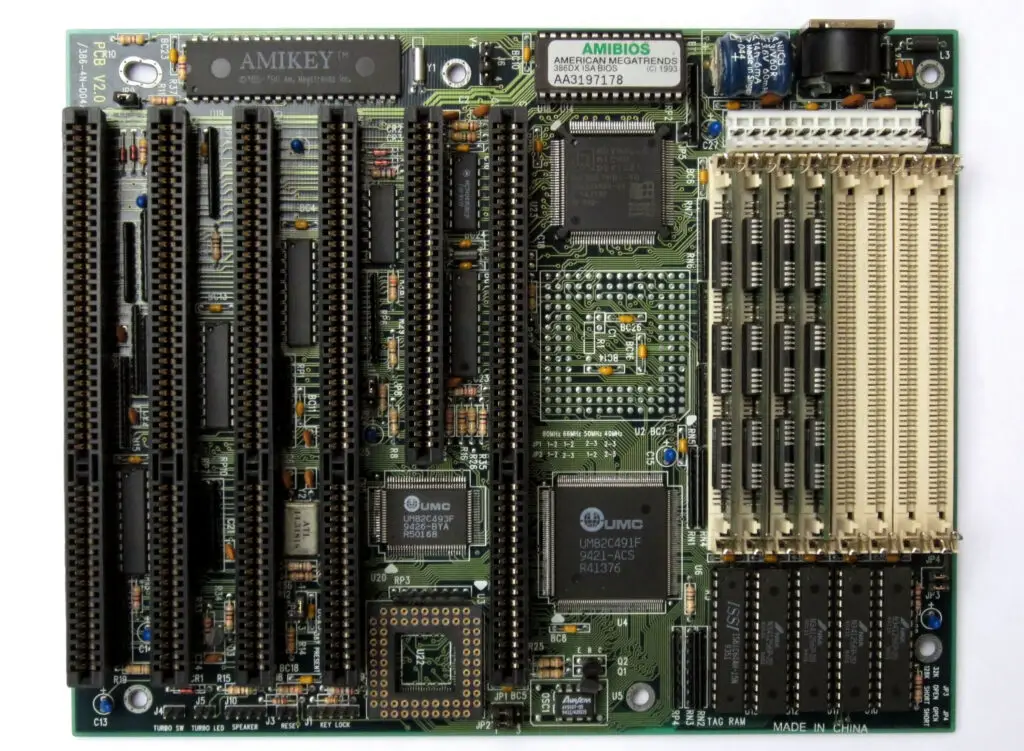 Baby-AT Form-factor motherboard, designed by IBM in 1985